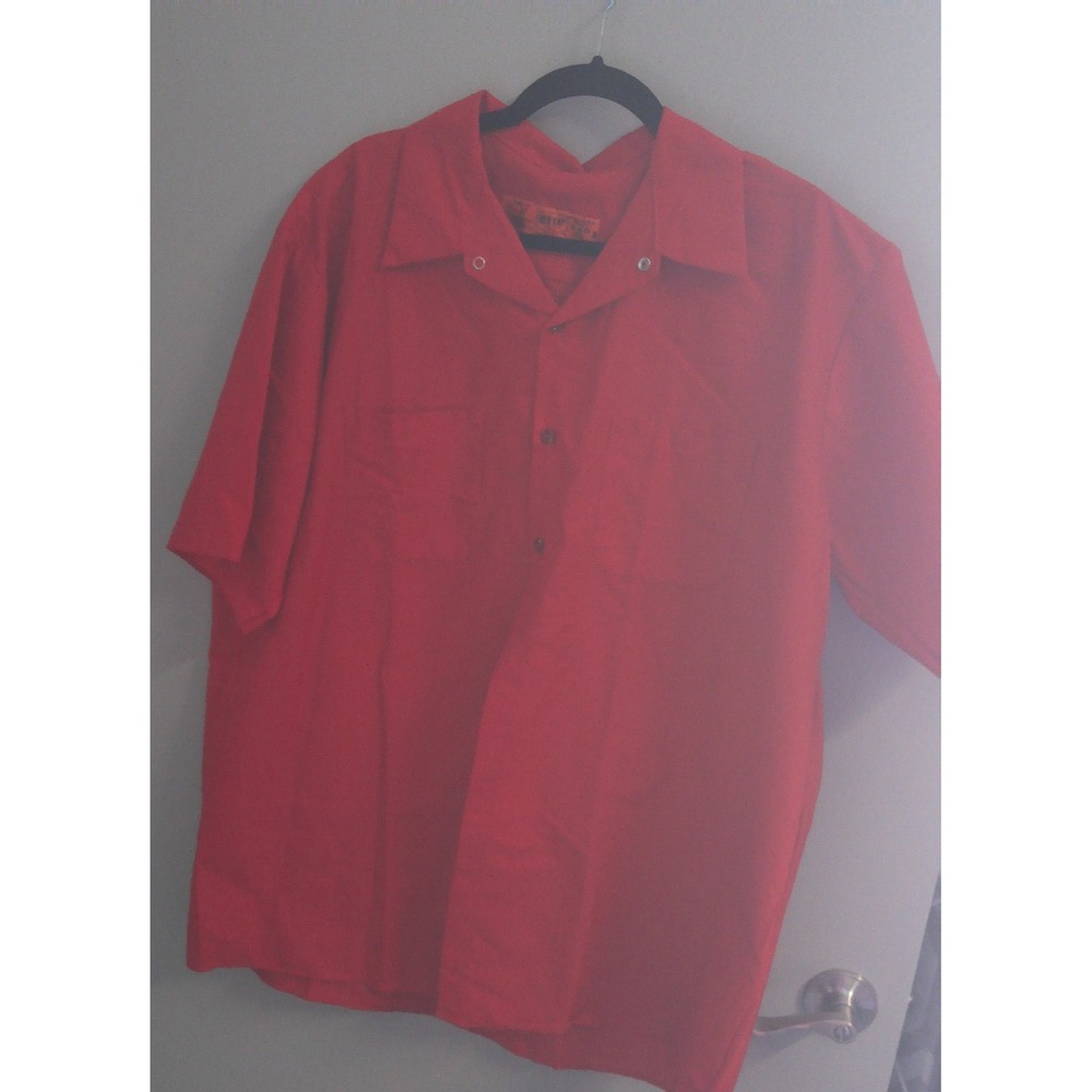 RED KAP MENS BUTTON DOWN RED WORK SHIRT SIZE XXL